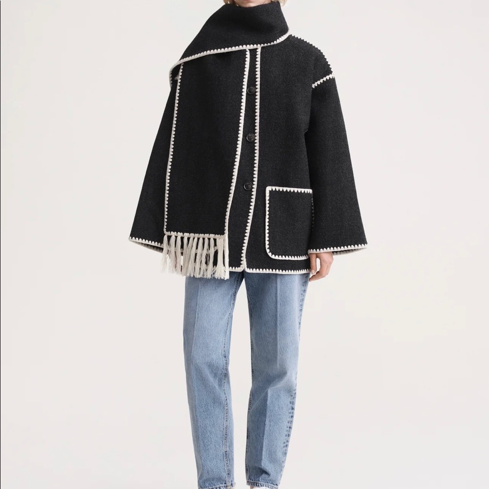 Toteme embroidered jacket with built in scarf